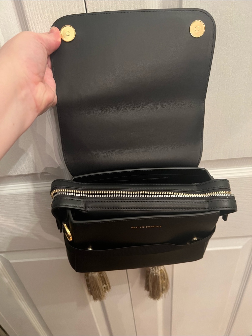 WANT Les Essentiels Black Leather Top-Handle Crossbody - Picture 4 of 6